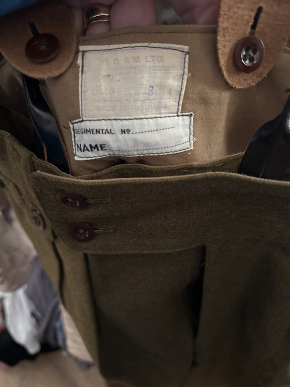 Vintage British Military Wool Trousers with Suspenders
